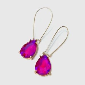 Elegant Gold and Fuchsia Teardrop Earrings